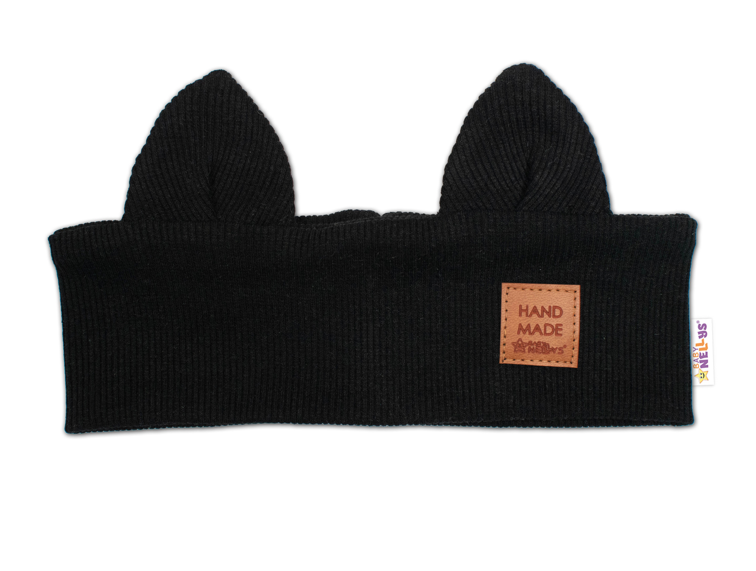 Baby Nellys Čelenka Cat s oušky pro děti Hand Made - černá
