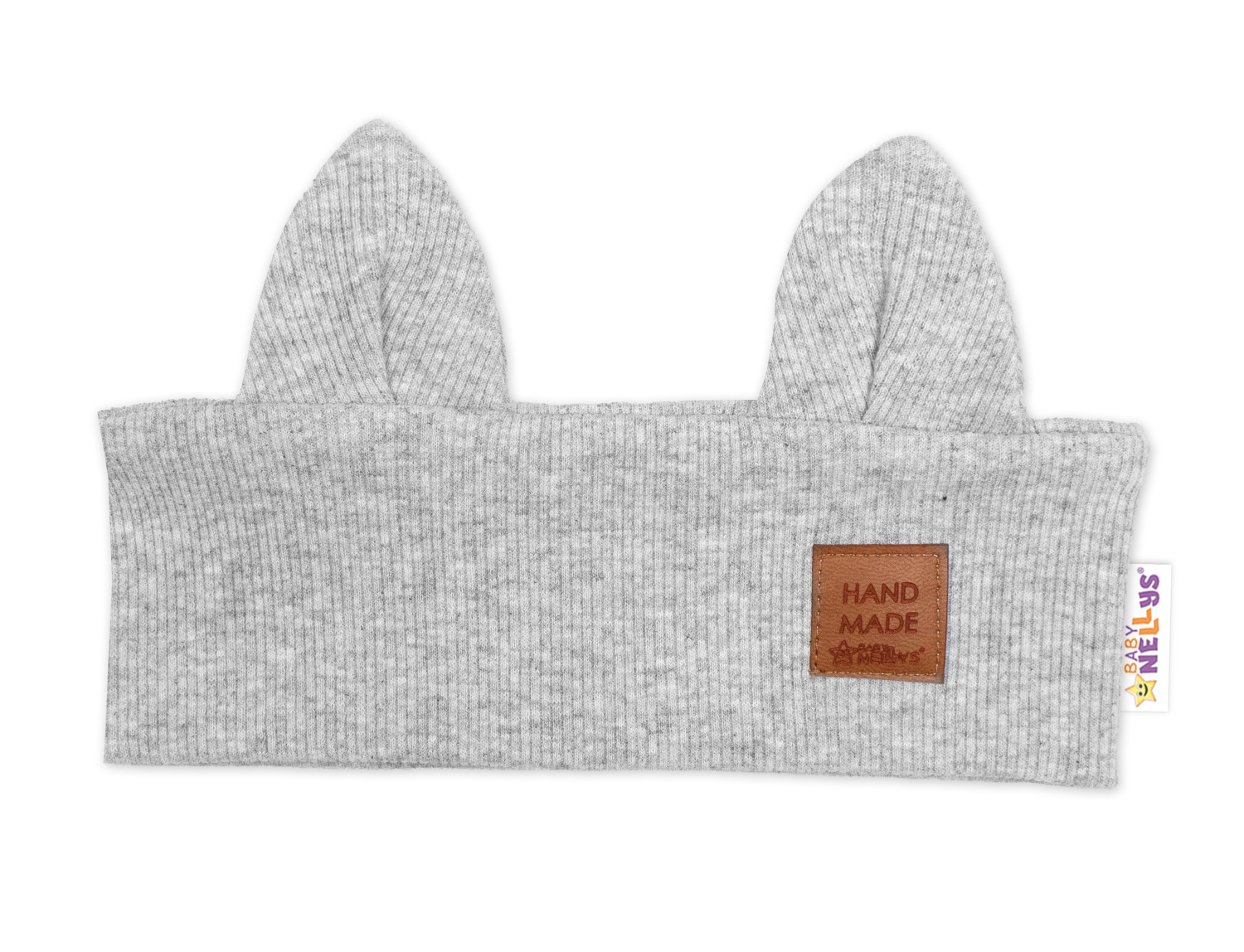 Baby Nellys Čelenka Cat s oušky pro děti Hand Made - šedý melír