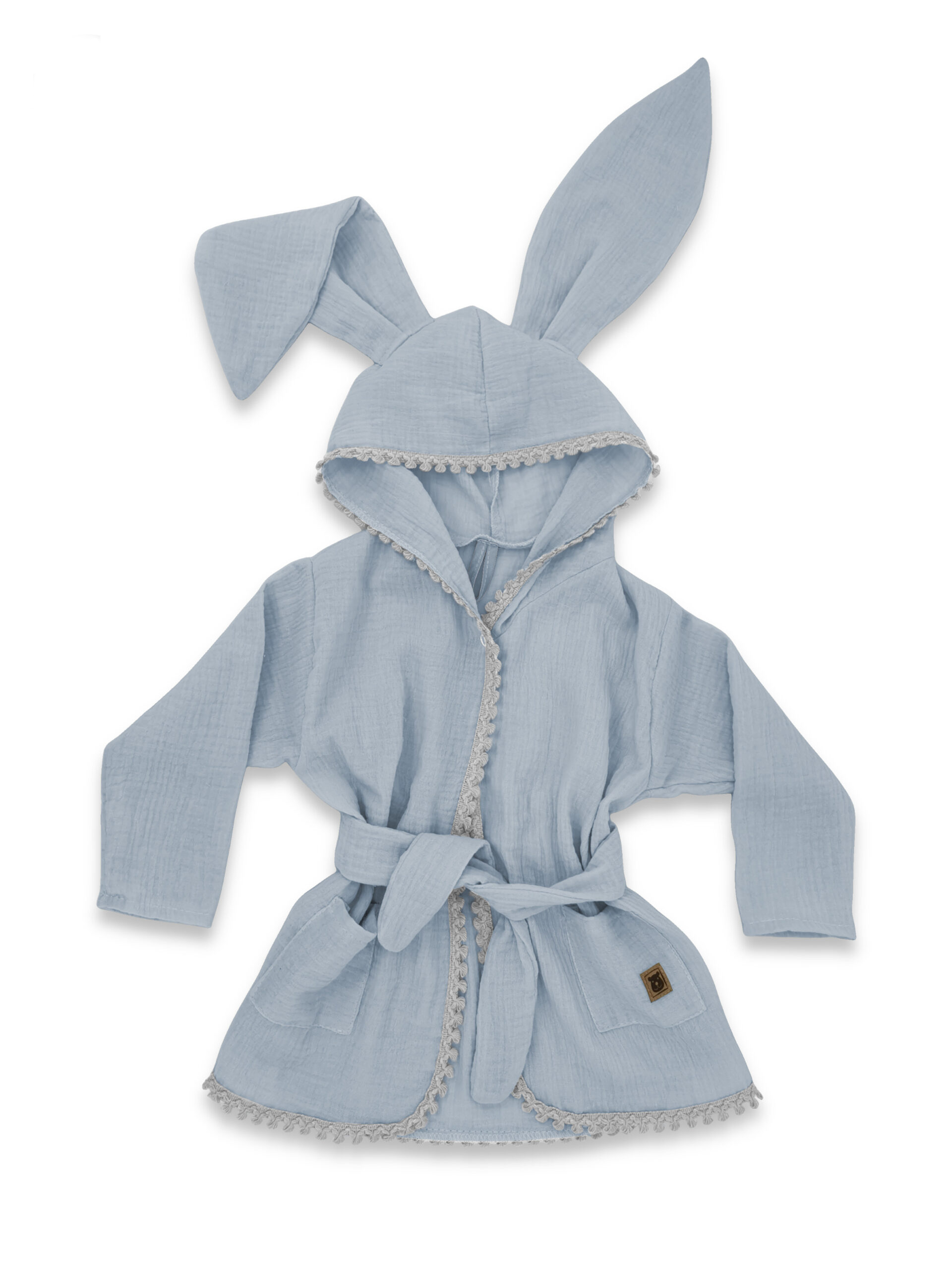 Baby Nellys Dětský mušelínový župan s oušky Bunny - jeans Baby Nellys