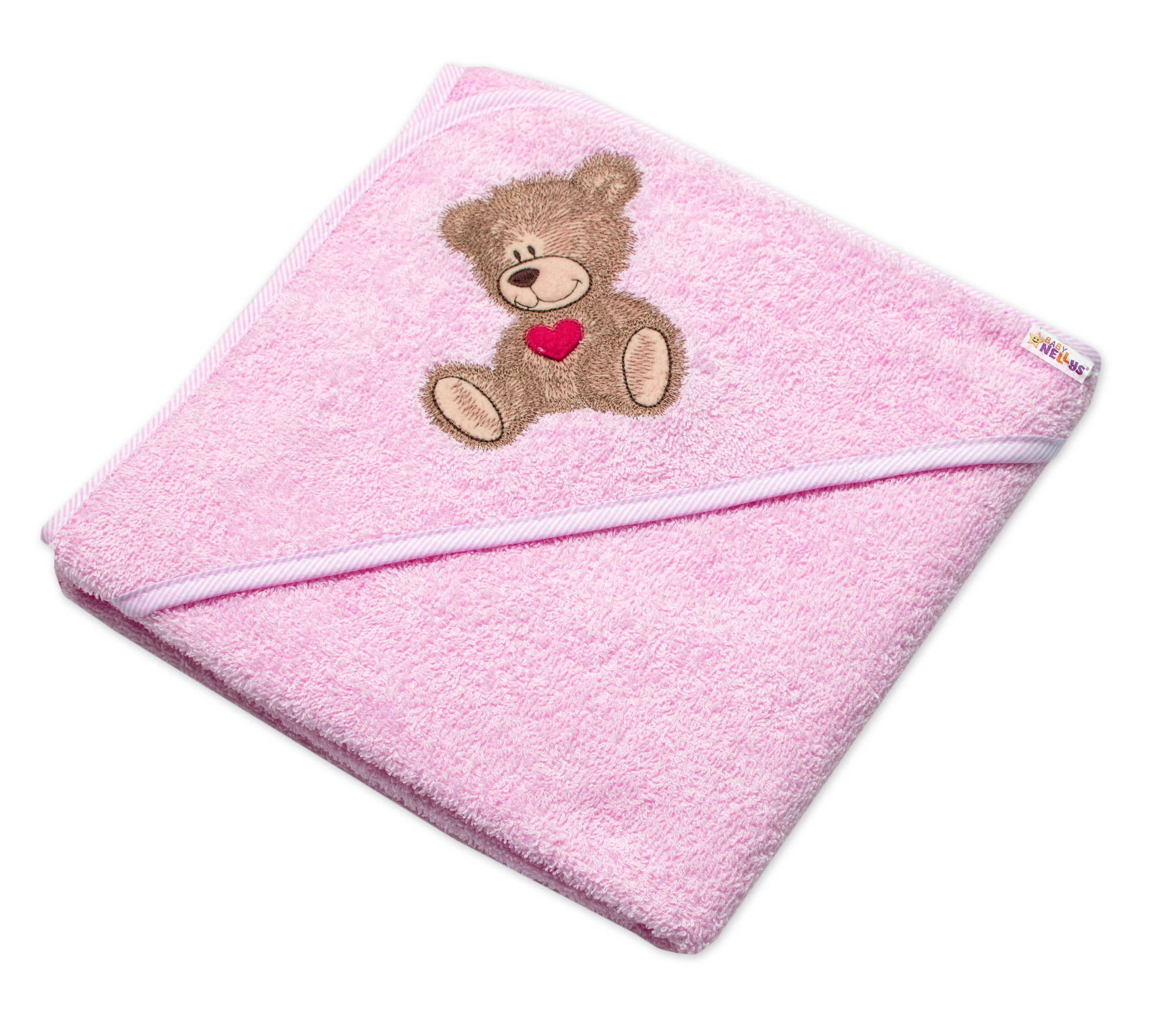 Baby Nellys Froté osuška s kapucí 80x80cm  Sweet dreams by TEDDY - růžová Baby Nellys