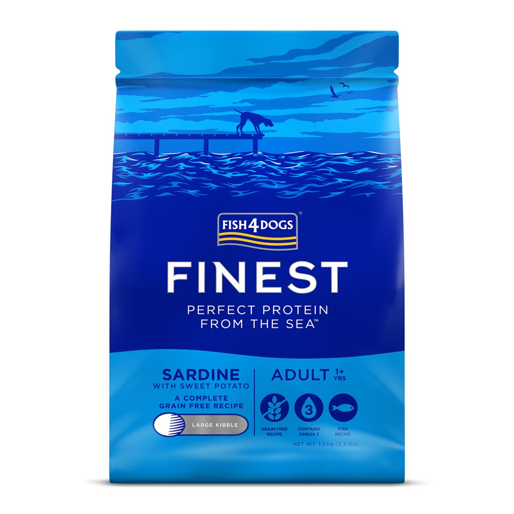 Fish4Dogs Granule velké pro dospělé psy Finest sardinka se sladkými bramborami 1