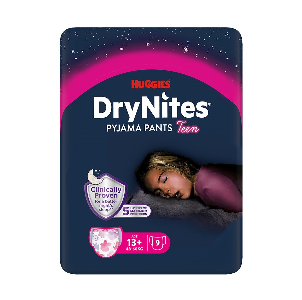Huggies DryNites Natahovací kalhotky pro dívky 13+ let 48–⁠⁠⁠⁠⁠⁠60 kg 9 ks Huggies