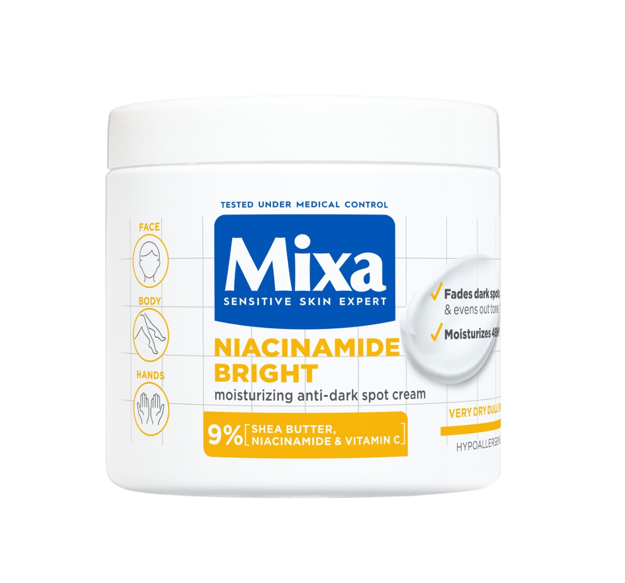 Mixa Niacinamide Bright Hydratační krém proti tmavým skvrnám 400 ml Mixa