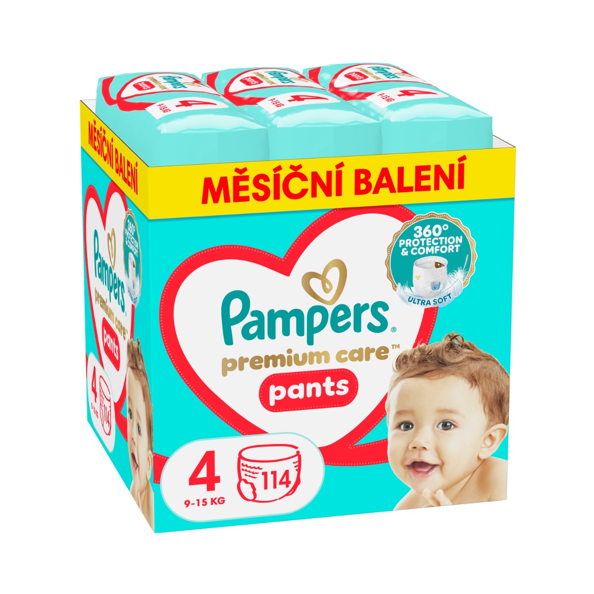 Pampers Premium Care Pants vel. 4 9-15 kg dětské plenkové kalhotky 114 ks Pampers