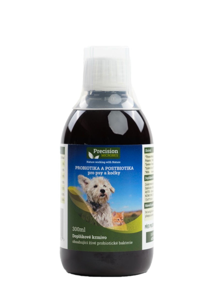 Precision Microbes Probiotika a postbiotika pro psy a kočky 300 ml Precision Microbes