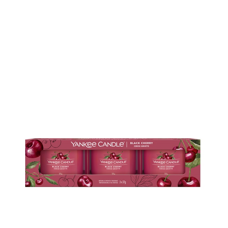 Yankee Candle Votivní svíčky ve skle Black Cherry dárková sada 3 ks Yankee Candle