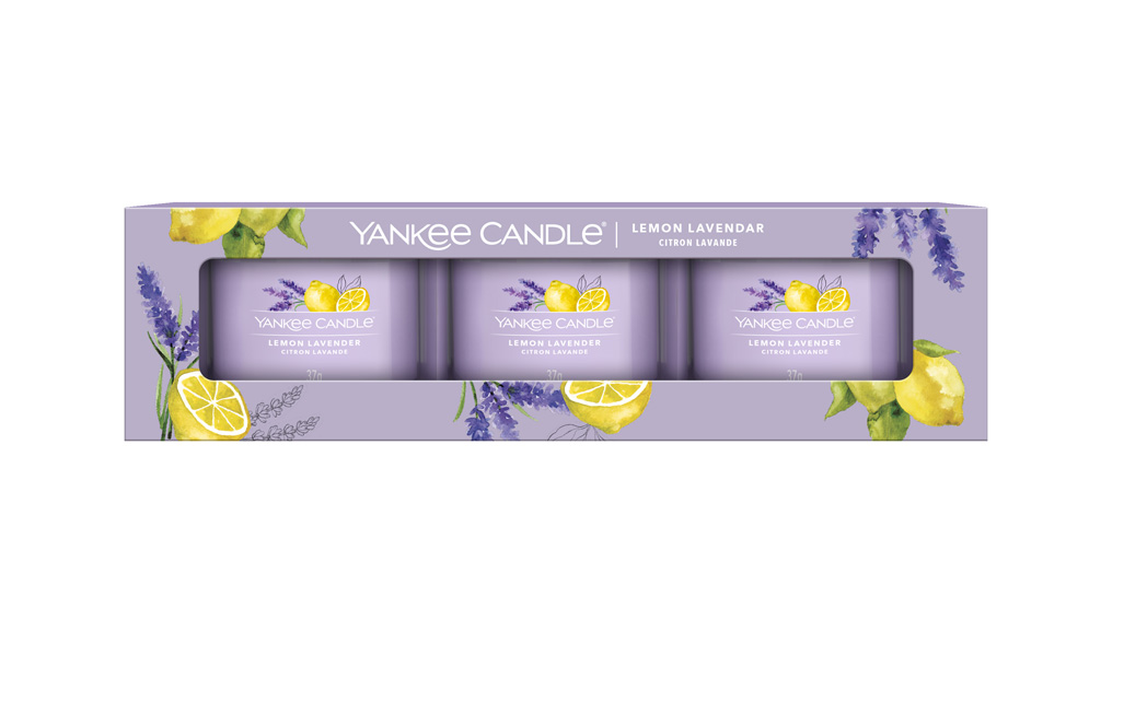 Yankee Candle Votivní svíčky ve skle Lemon Lavender dárková sada 3 ks Yankee Candle