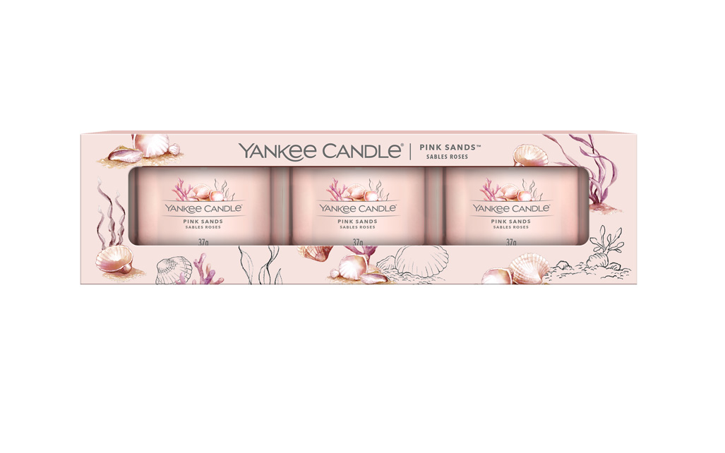 Yankee Candle Votivní svíčky ve skle Pink Sands dárková sada 3 ks Yankee Candle