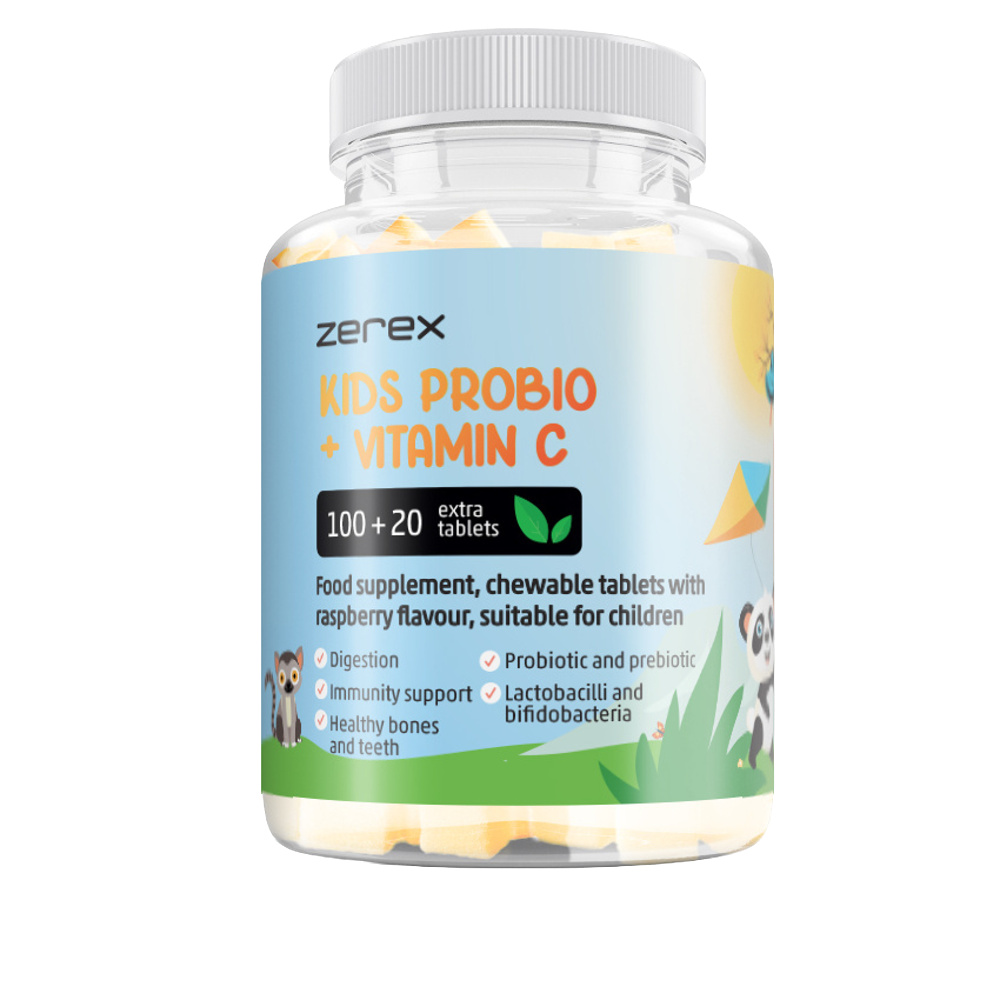 Zerex Kids Probio + Vitamin C 120 cucavých tablet malina Zerex