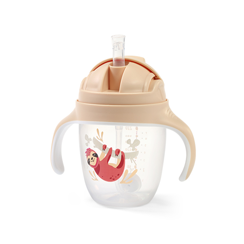 Babyono Hrnek učicí s brčkem Lenochod 6m+ 240 ml 1 ks béžový Babyono