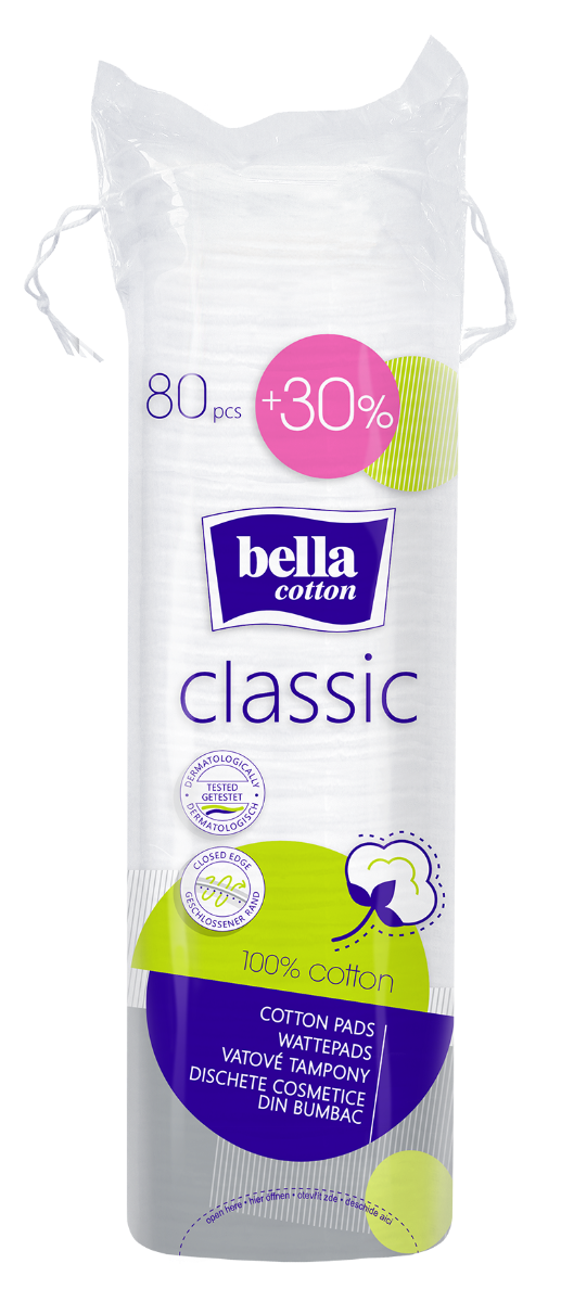 Bella Cotton Classic odličovací tampony 80 ks +30 % Bella