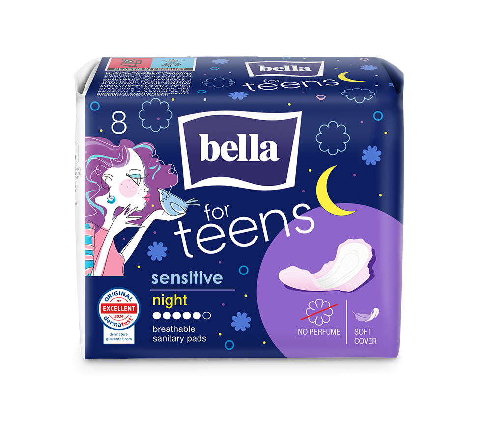 Bella For Teens Sensitive Night hygienické vložky 8 ks Bella