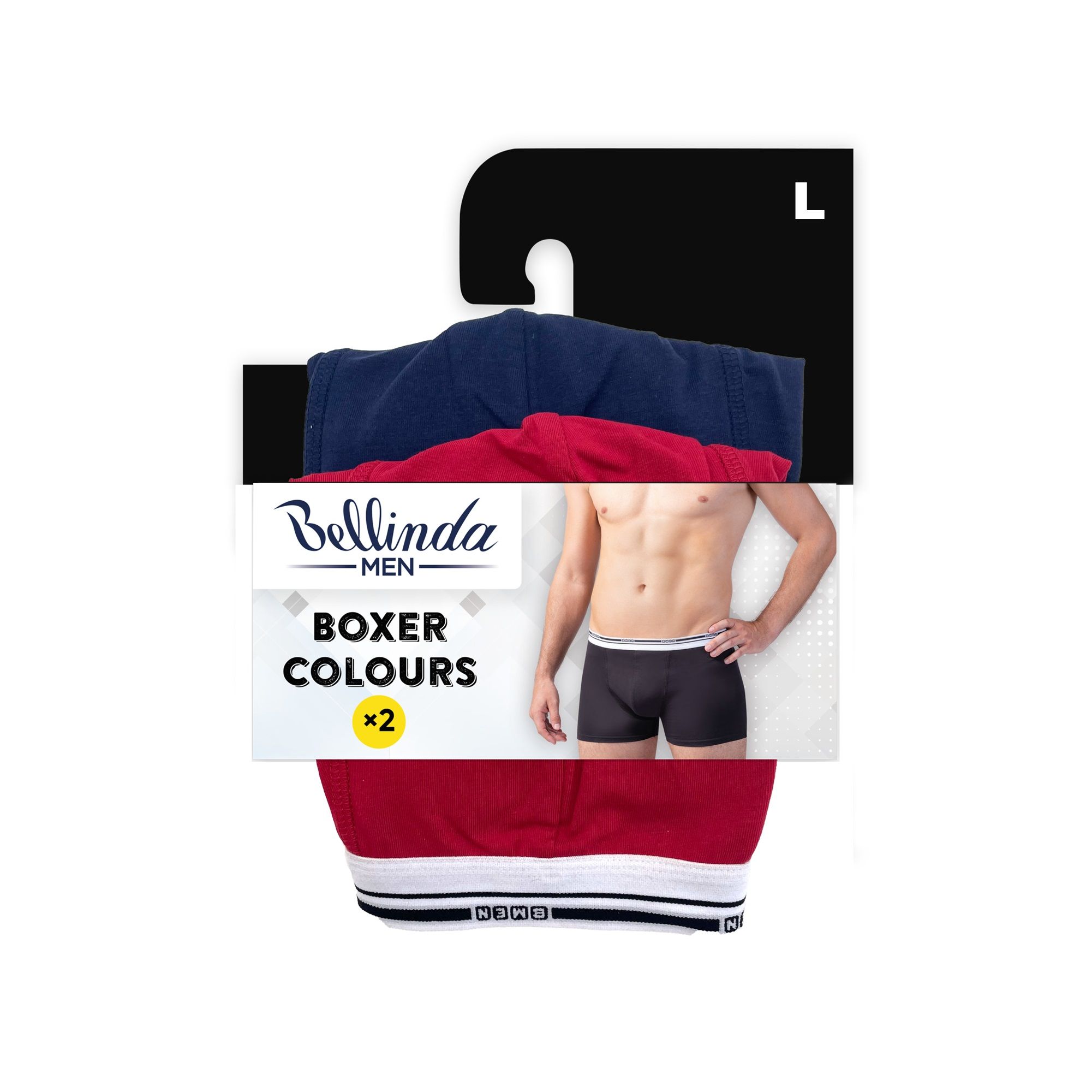 Bellinda Pánské bavlněné boxerky vel. L 2 ks modré+červené Bellinda