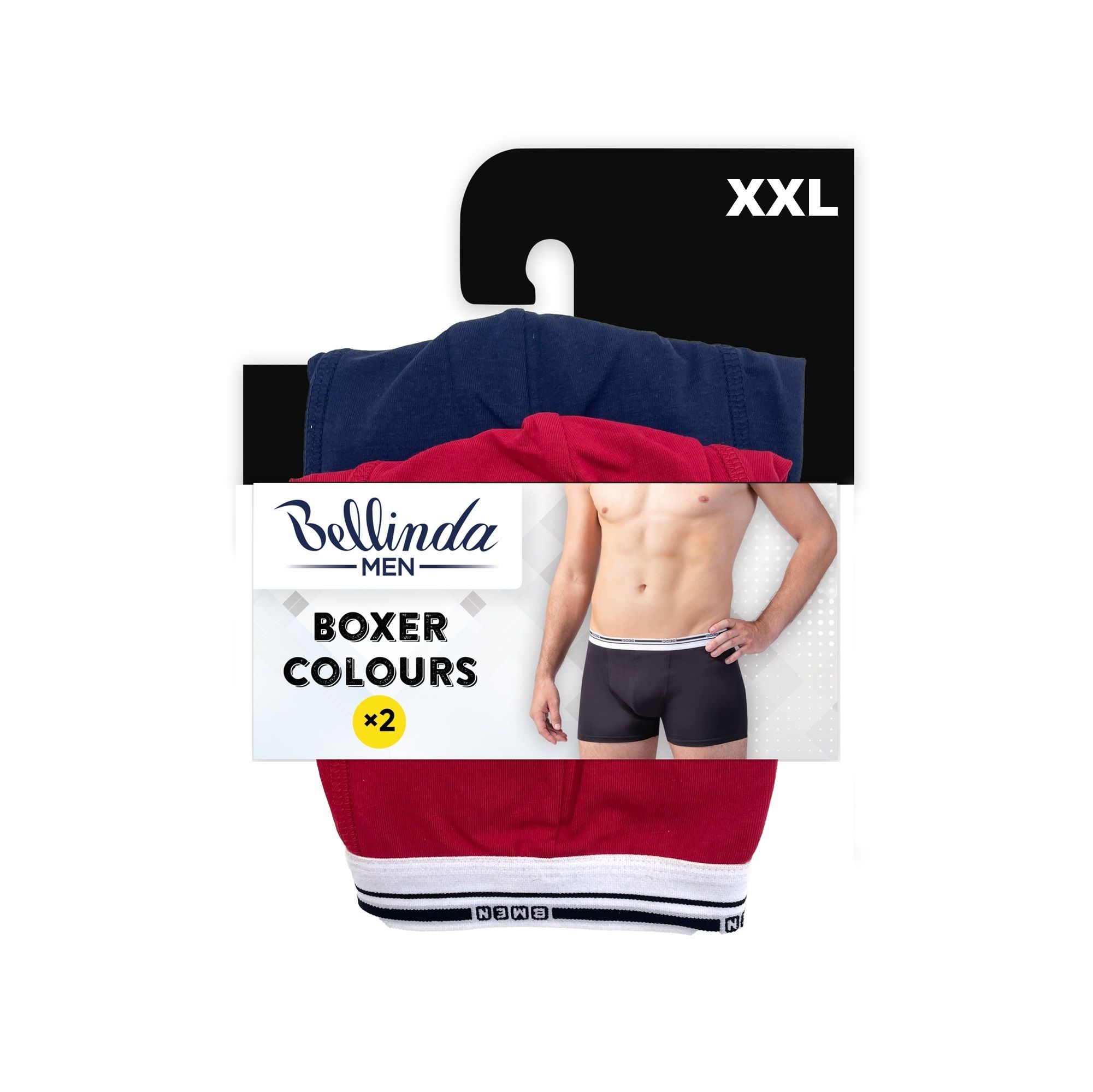 Bellinda Pánské bavlněné boxerky vel. XXL 2 ks modré+červené Bellinda