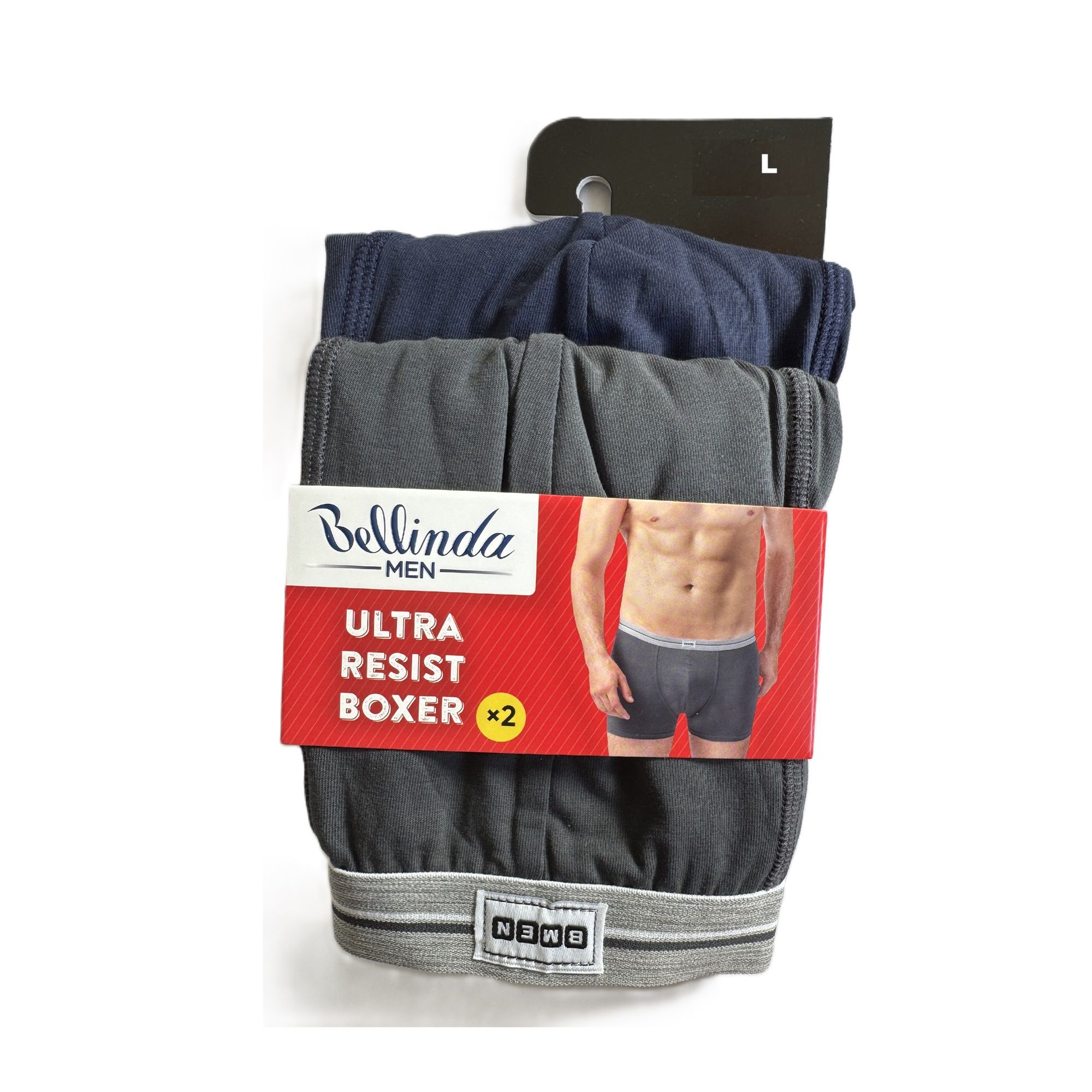 Bellinda Pánské strečové boxerky Ultra resist vel. L 2 ks modré+šedé Bellinda