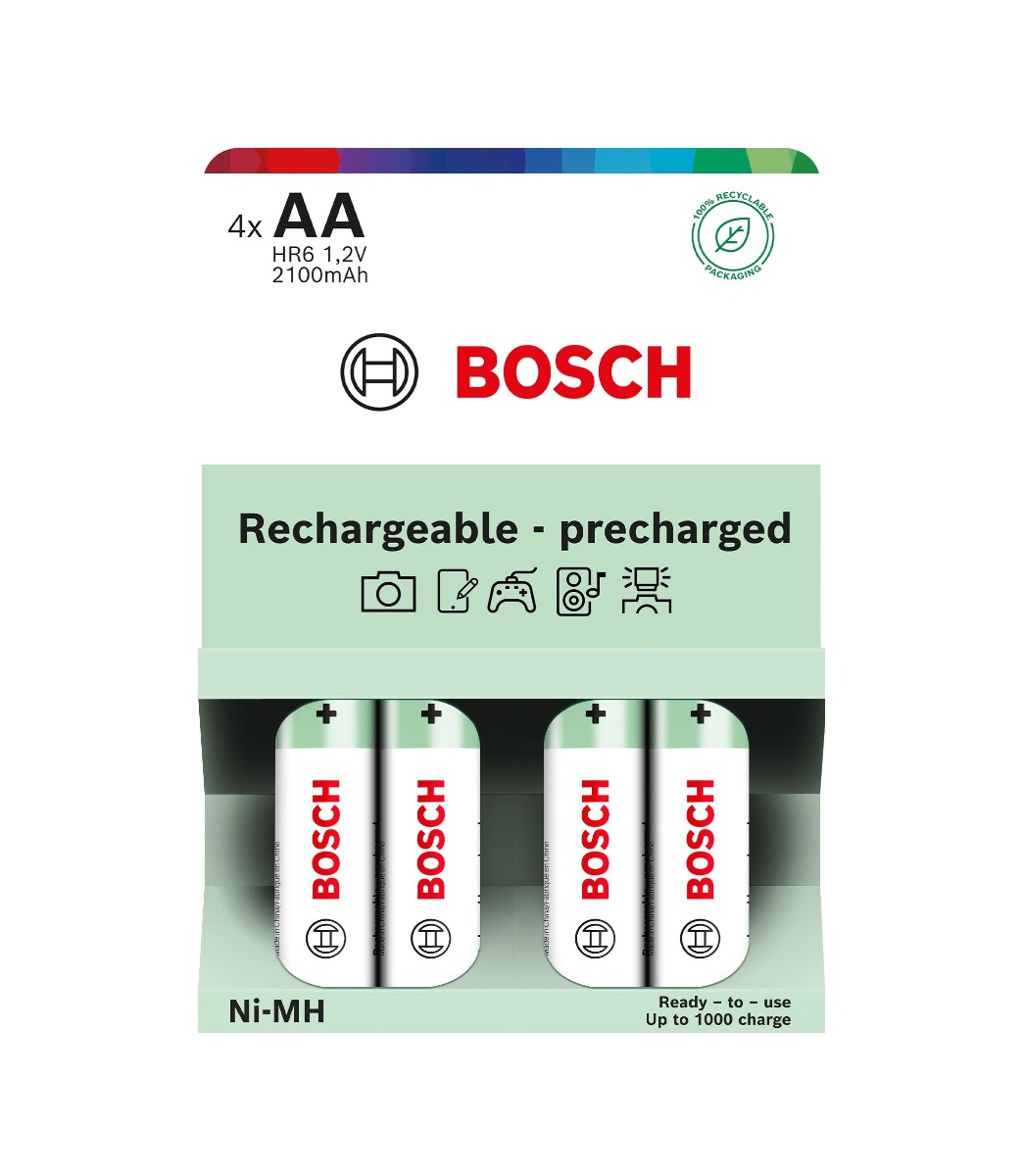 Bosch Rechargeable NiMh AA HR6 2100 mAh Precharged baterie 4 ks Bosch
