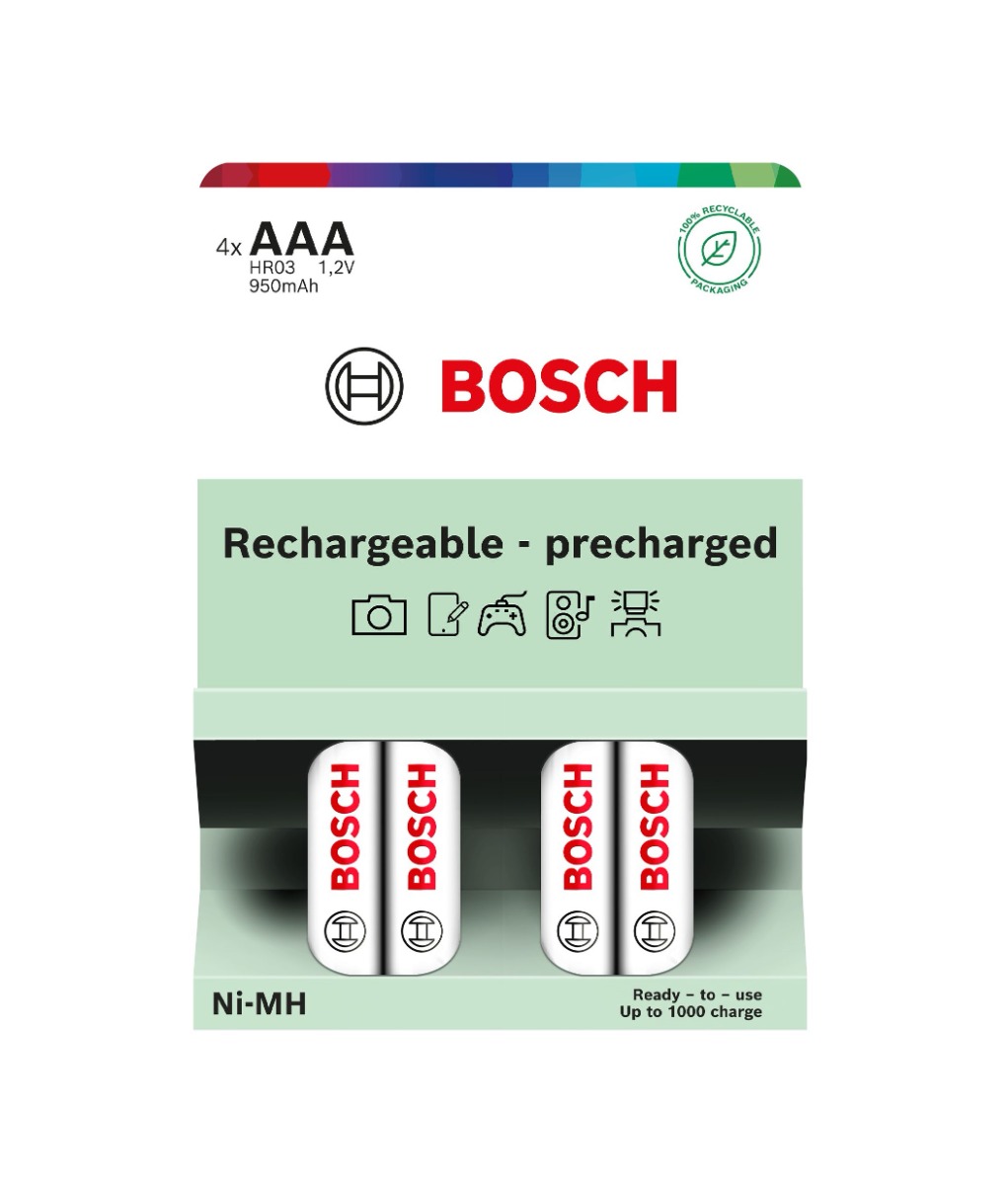 Bosch Rechargeable NiMh AAA HR03 950 mAh Precharged baterie 4 ks Bosch