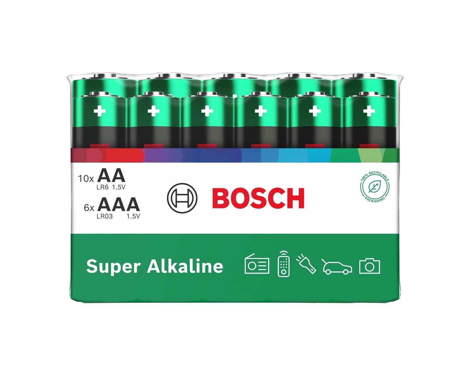 Bosch Super Alkaline AA LR6 + AAA LR03 baterie 10+6 ks Bosch
