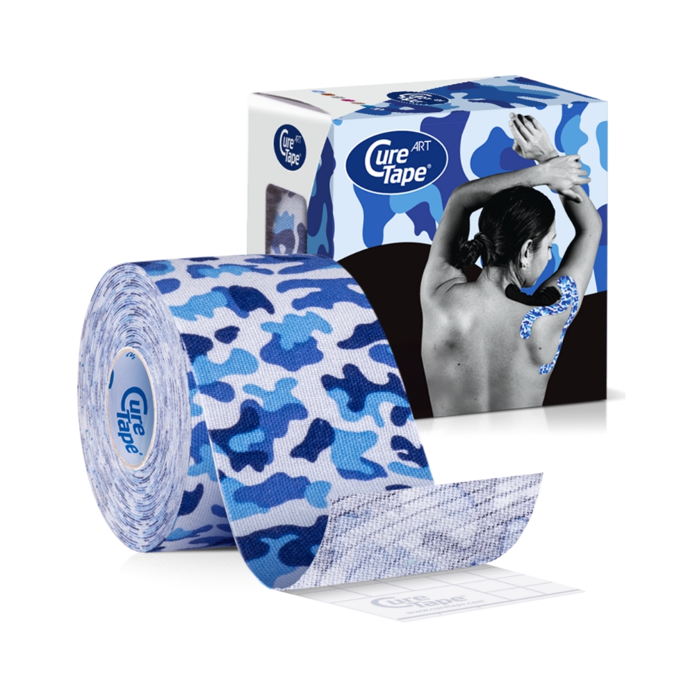 CureTape Art 5 cm x 5 m kineziologický tejp Army Blue CureTape