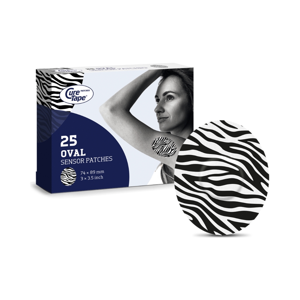 CureTape Sensor Patches náplasti na senzor 25 ks Art Zebra CureTape