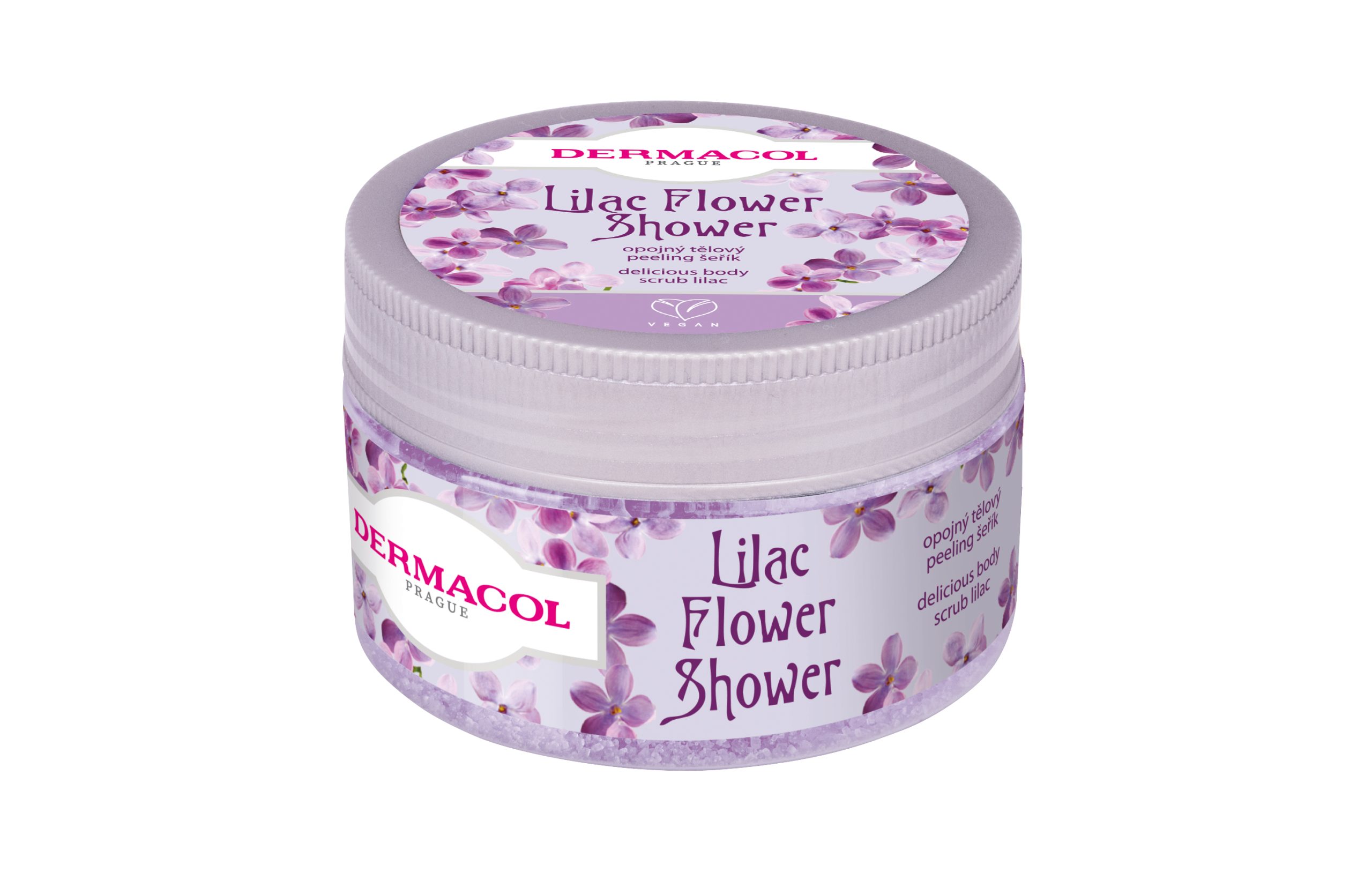 Dermacol Flower Shower Opojný tělový peeling šeřík 200 mg Dermacol