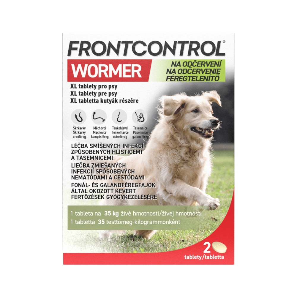 FRONTCONTROL Wormer XL tablety pro psy 35 kg 2 tablety FRONTCONTROL