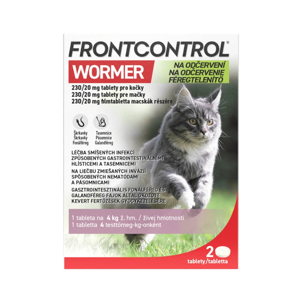 FRONTCONTROL Wormer tablety pro kočky 4 kg 2 tablety FRONTCONTROL