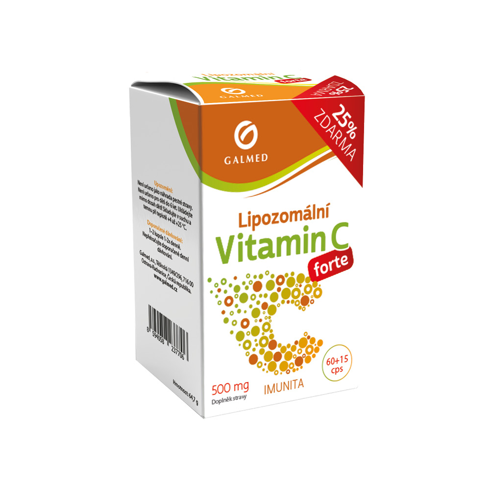 Galmed Vitamín C lipozomální forte 500 mg 60+15 kapslí Galmed