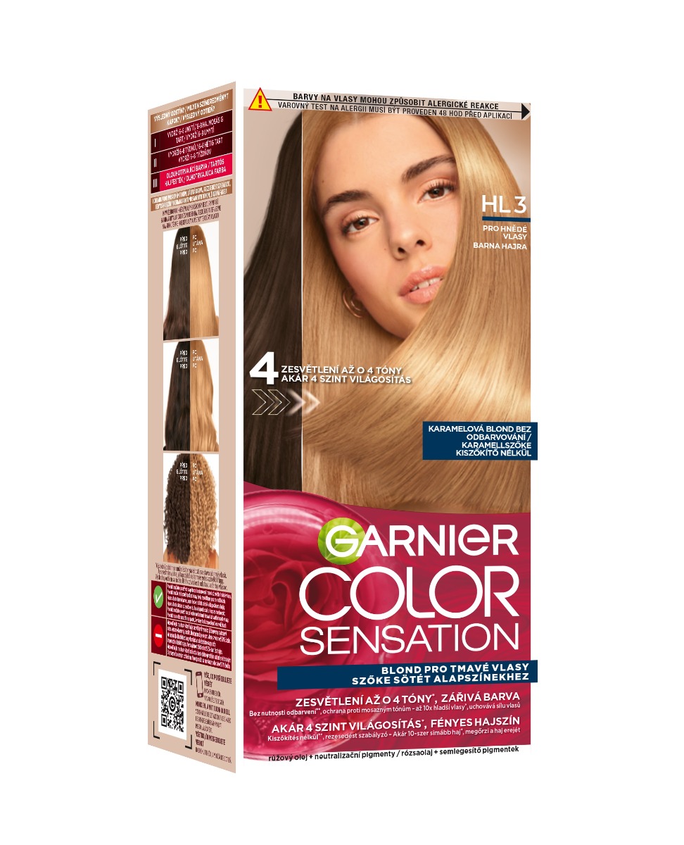 Garnier Color Sensation HL3 Karamelová blond barva na hnědé vlasy Garnier