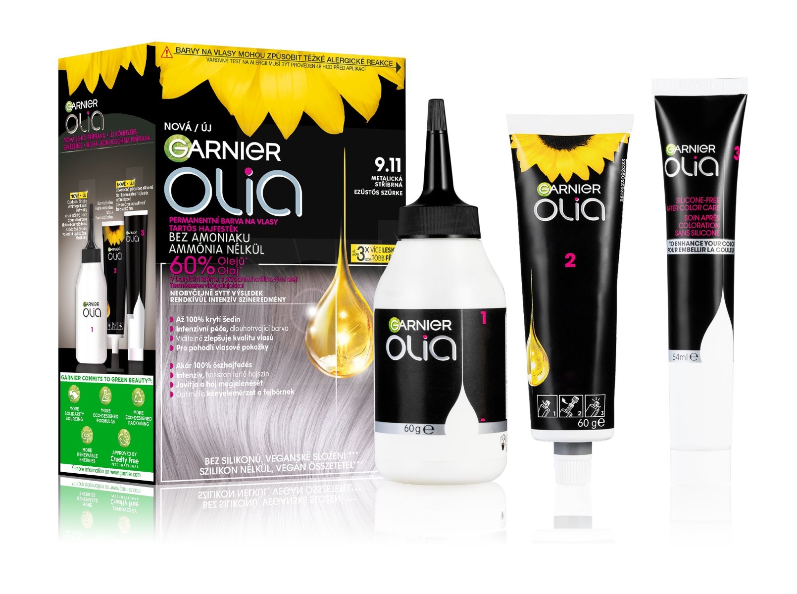 Garnier Olia 9.11 Metalická stříbrná permanentní barva na vlasy Garnier
