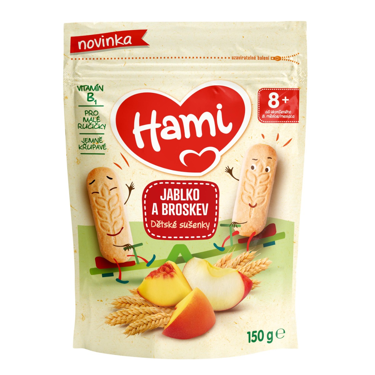 Hami Dětské sušenky jablko a broskev 8m+ 150 g Hami