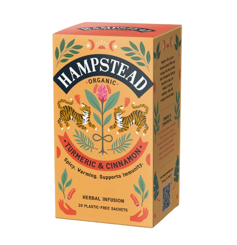 Hampstead Tea BIO Bylinný čaj kurkuma a skořice 20x2 g Hampstead Tea