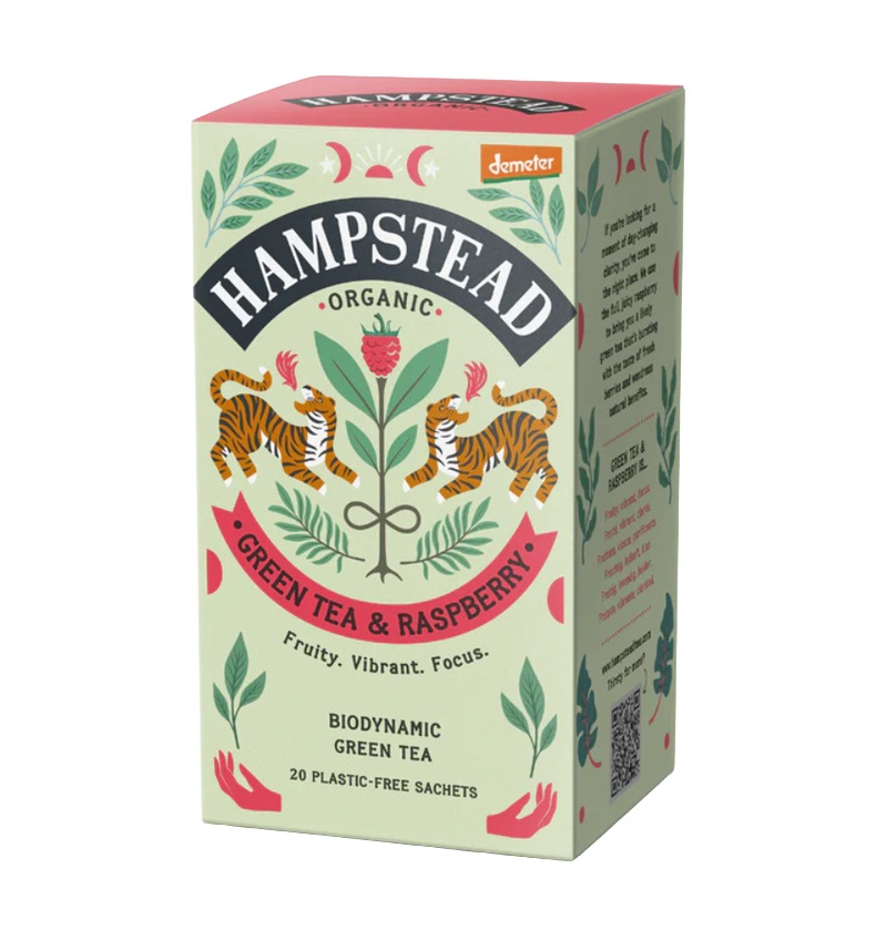 Hampstead Tea BIO Zelený čaj s malinami 20x1