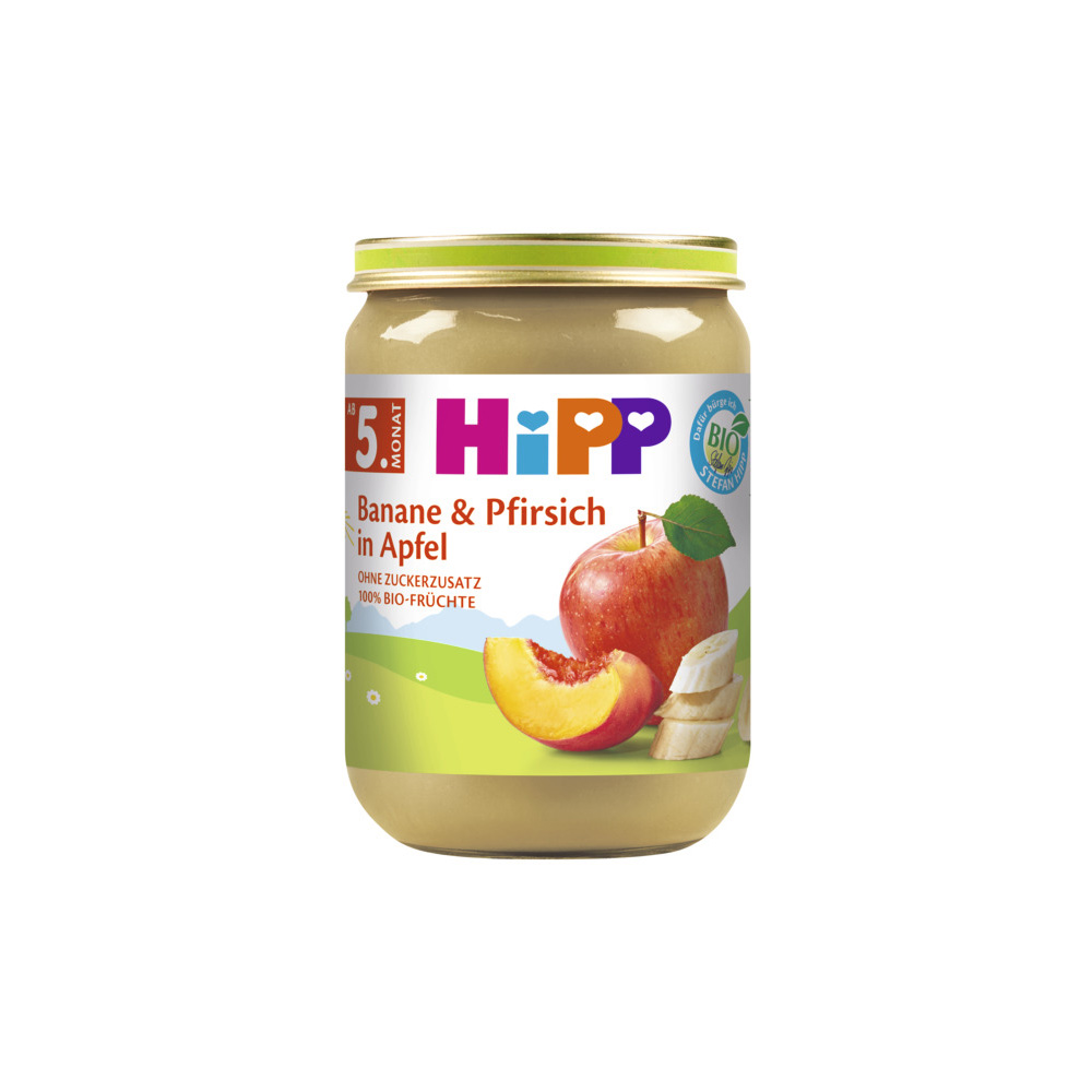 Hipp BIO Jablka s banány a broskvemi 190 g Hipp