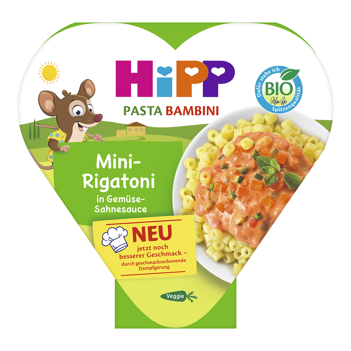 Hipp BIO Pasta bambini Mini-Rigatoni se zeleninou ve smetanové omáčce 250 g Hipp