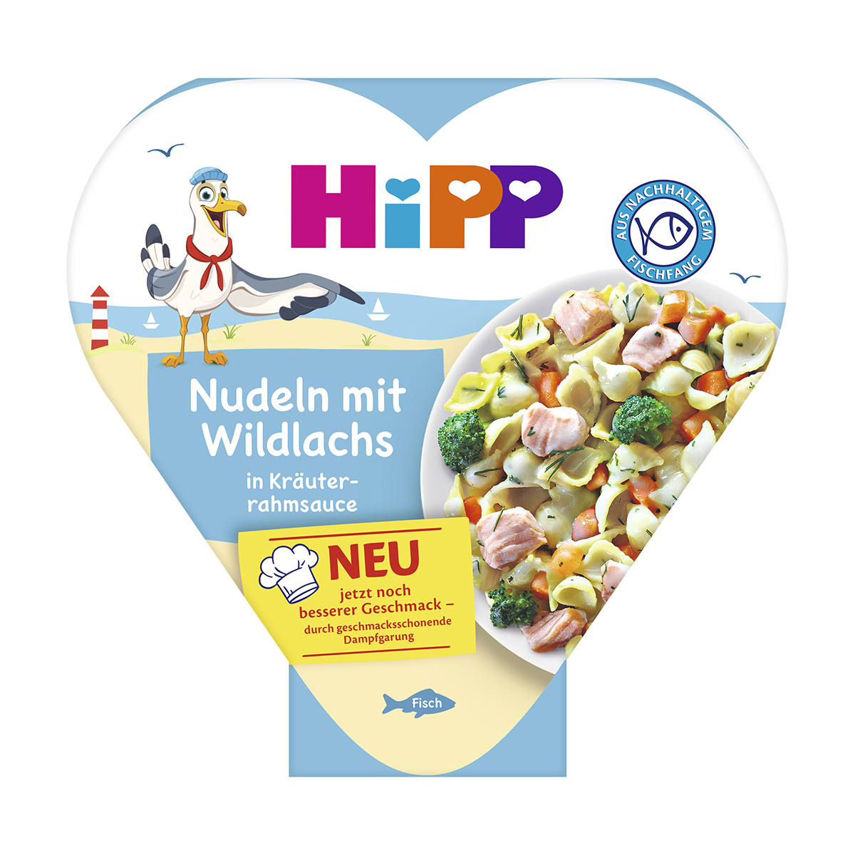 Hipp Těstoviny s divokým lososem s bylinkovo-smetanovou omáčkou 250 g Hipp