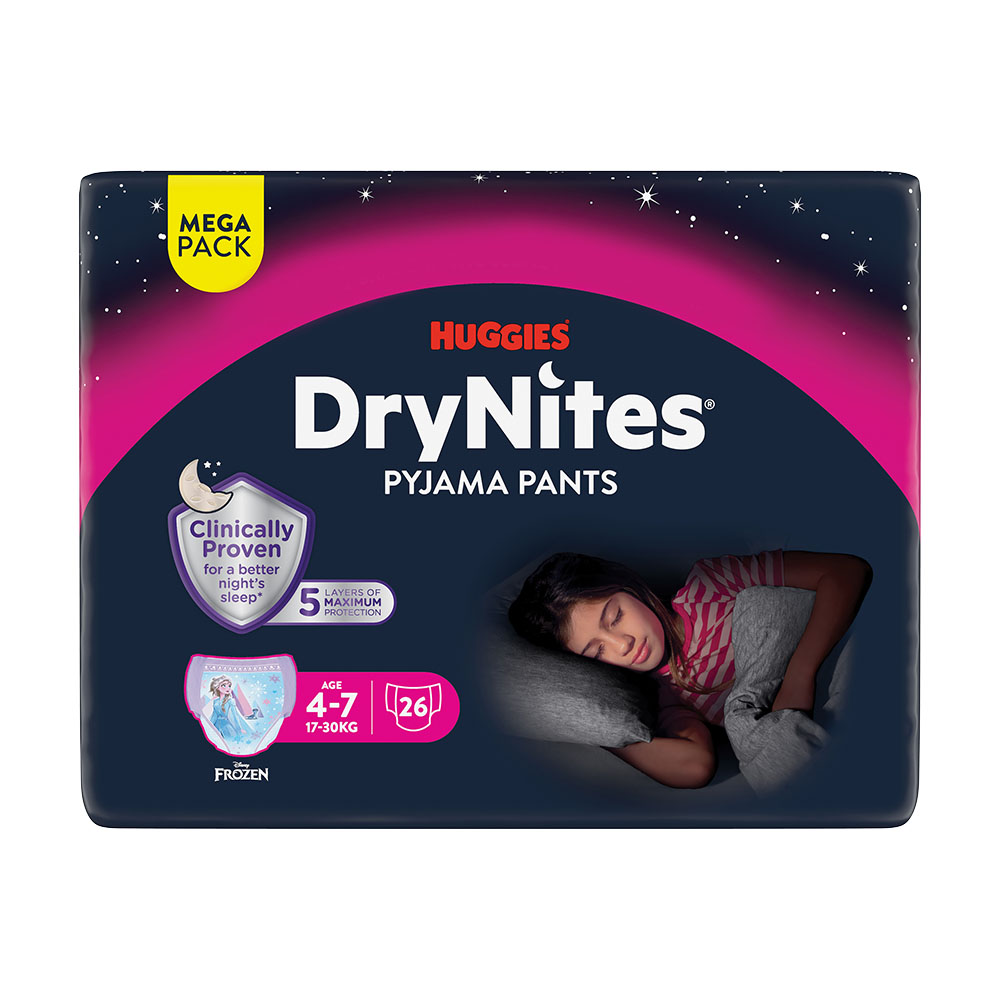Huggies DryNites Natahovací kalhotky pro dívky 4–7 let 17–30 kg 26 ks Huggies