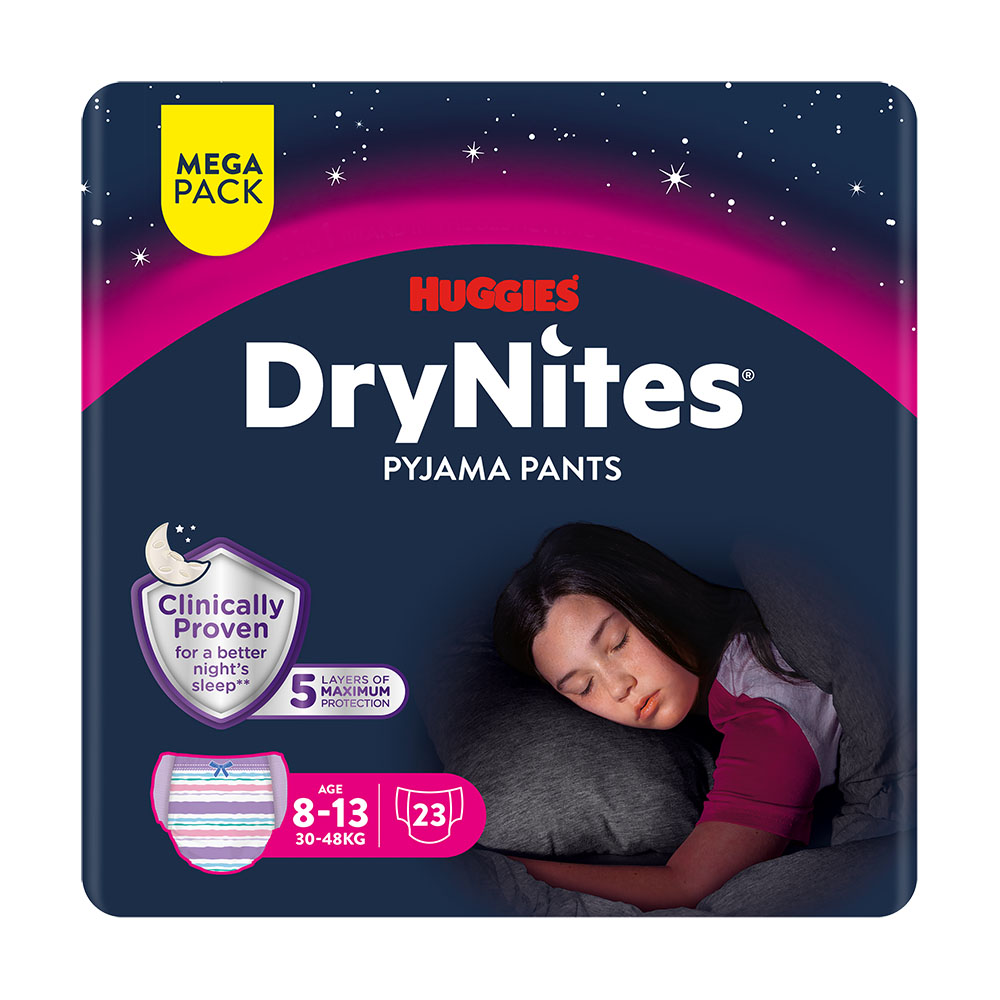 Huggies DryNites Natahovací kalhotky pro dívky 8–⁠⁠⁠⁠⁠⁠13 let 30–48 kg 23 ks Huggies