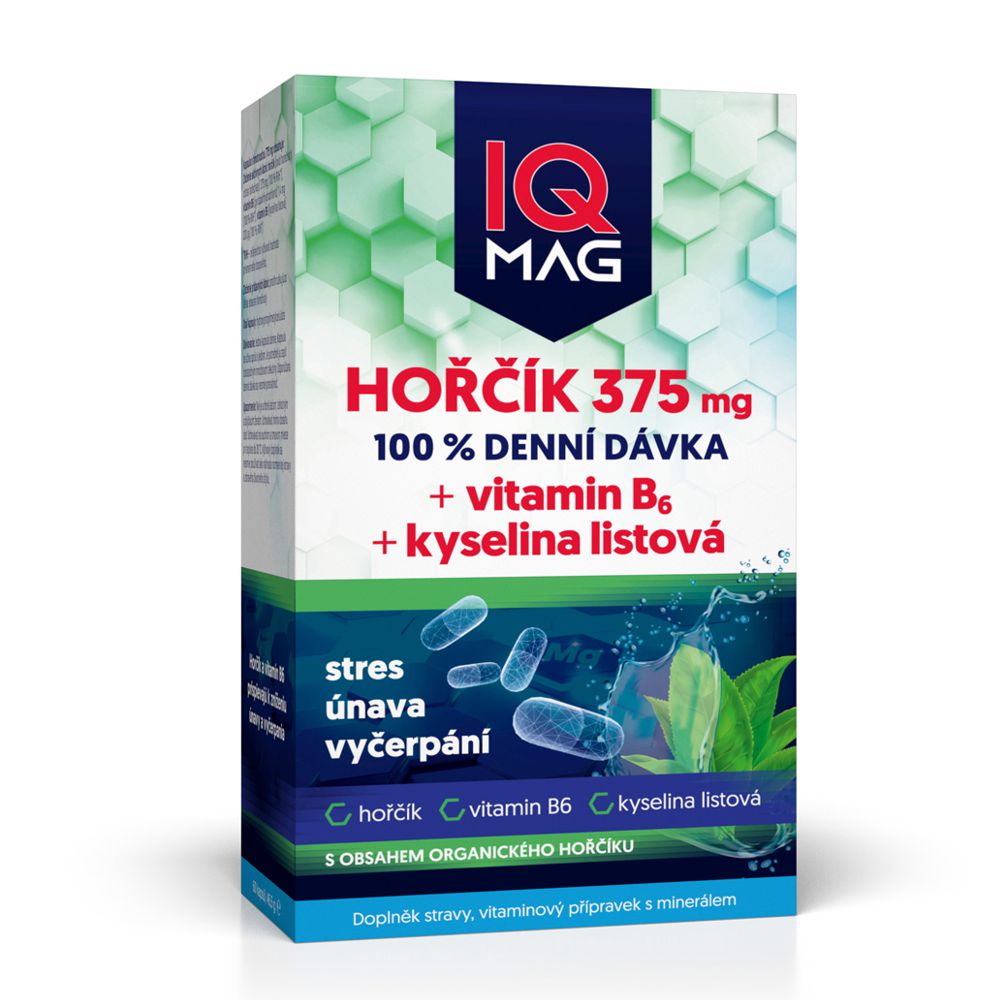 IQ Mag Hořčík 375 mg + vitamin B6 + kyselina listová 60 kapslí IQ Mag
