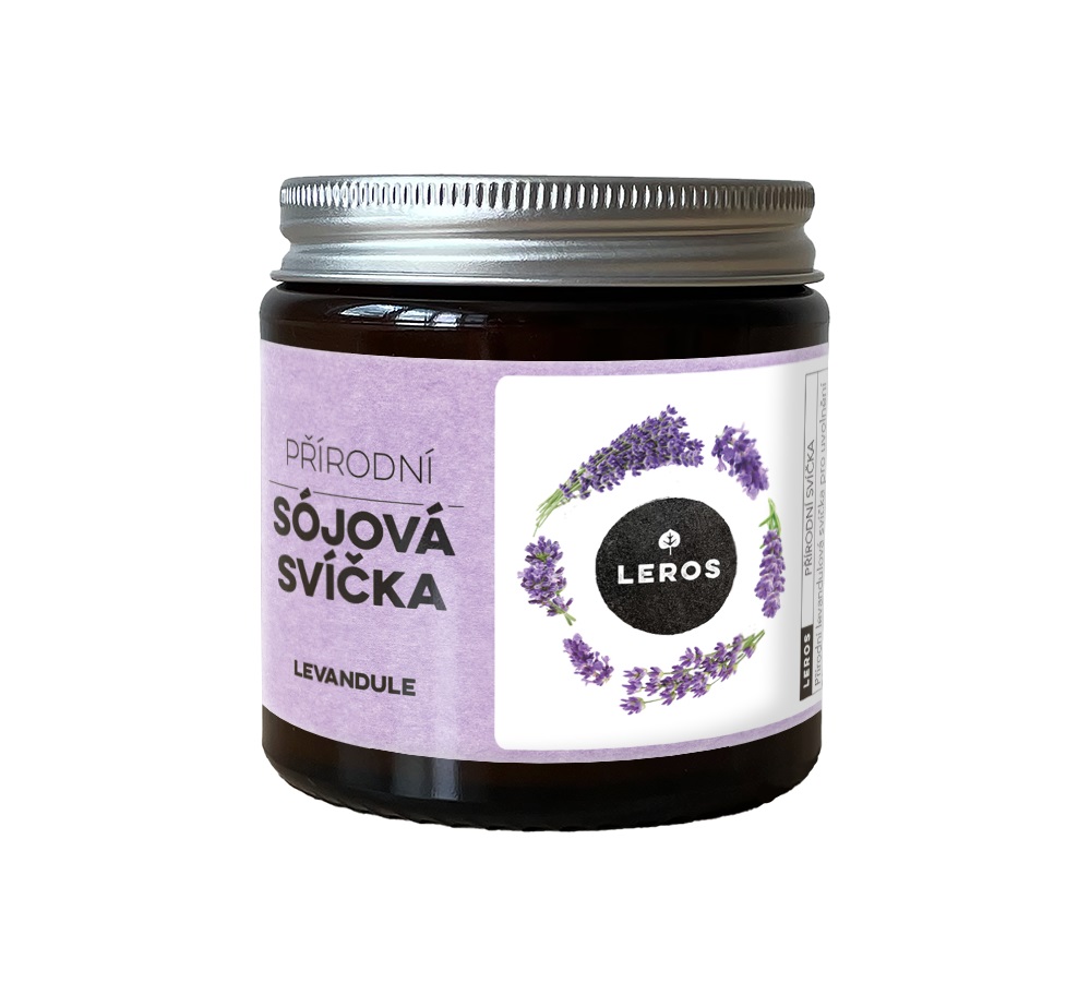 Leros Přírodní sójová svíčka Levandule 120 ml Leros