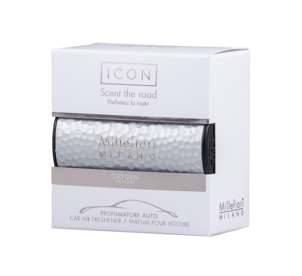 Millefiori Icon Metal Shades Oxygen vůně do auta 47 g stříbrná Millefiori