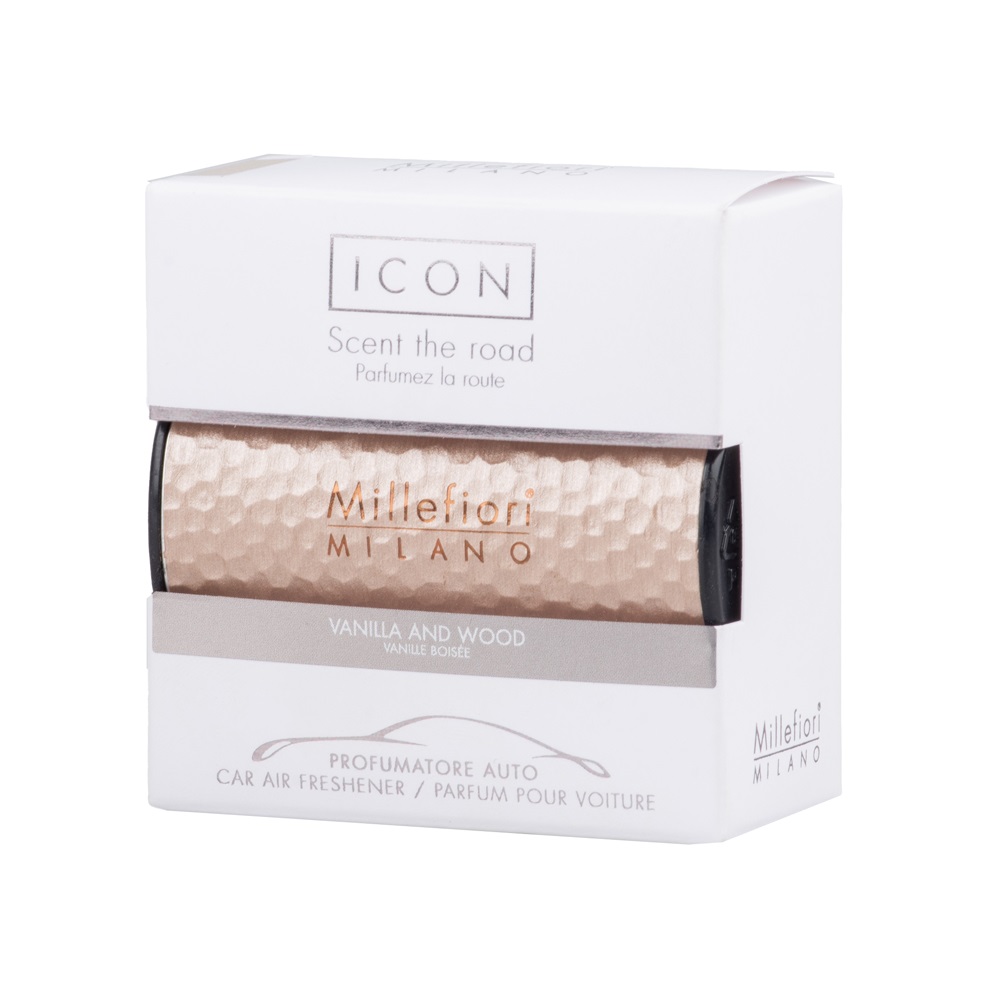 Millefiori Icon Metal Shades Vanilla & Wood vůně do auta 47 g zlatá Millefiori