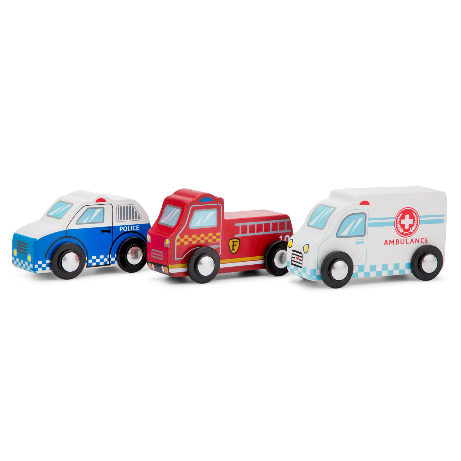 New Classic Toys Sada dřevěných mini záchranářských vozidel - 3 ks New Classic Toys