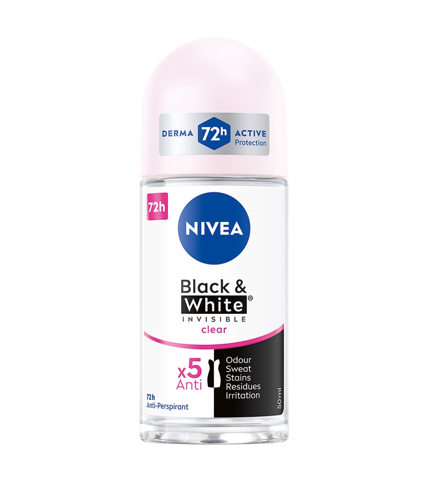 Nivea Black & White Invisible Clear kuličkový antiperspirant 50 ml Nivea