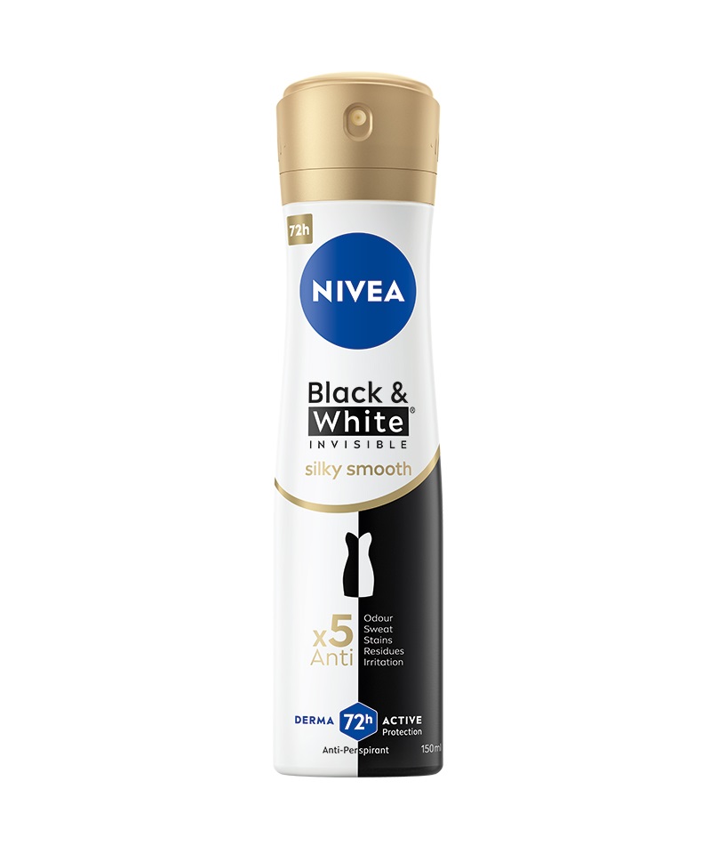 Nivea Black & White Invisible Silky Smooth antiperspirant ve spreji 150 ml Nivea