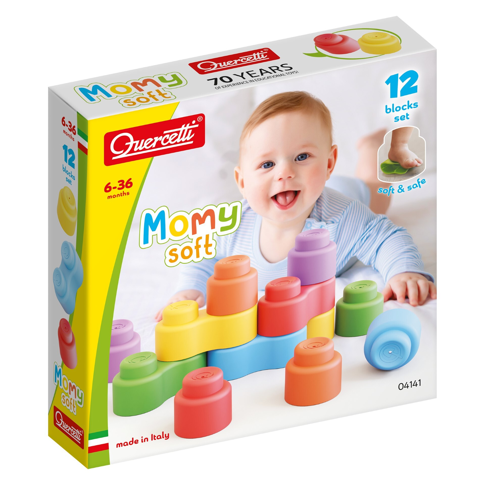 Quercetti Měkké kostky Momy - 12 ks Quercetti