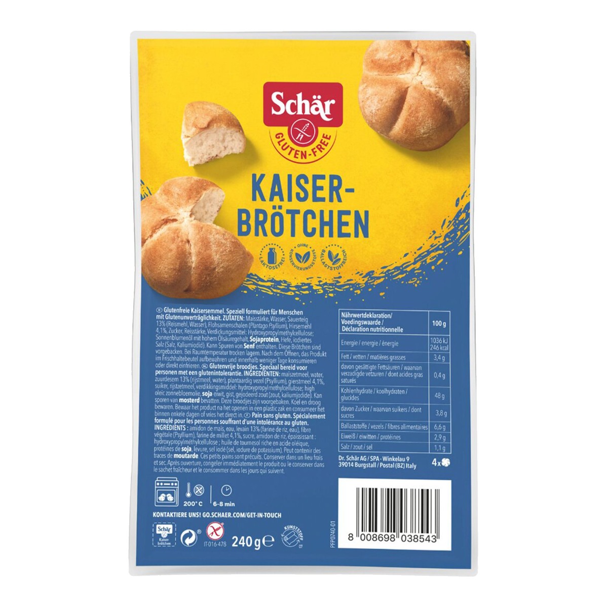 SCHÄR Kaiserbrötchen housky kaiserky bez lepku 240 g 4 ks SCHÄR