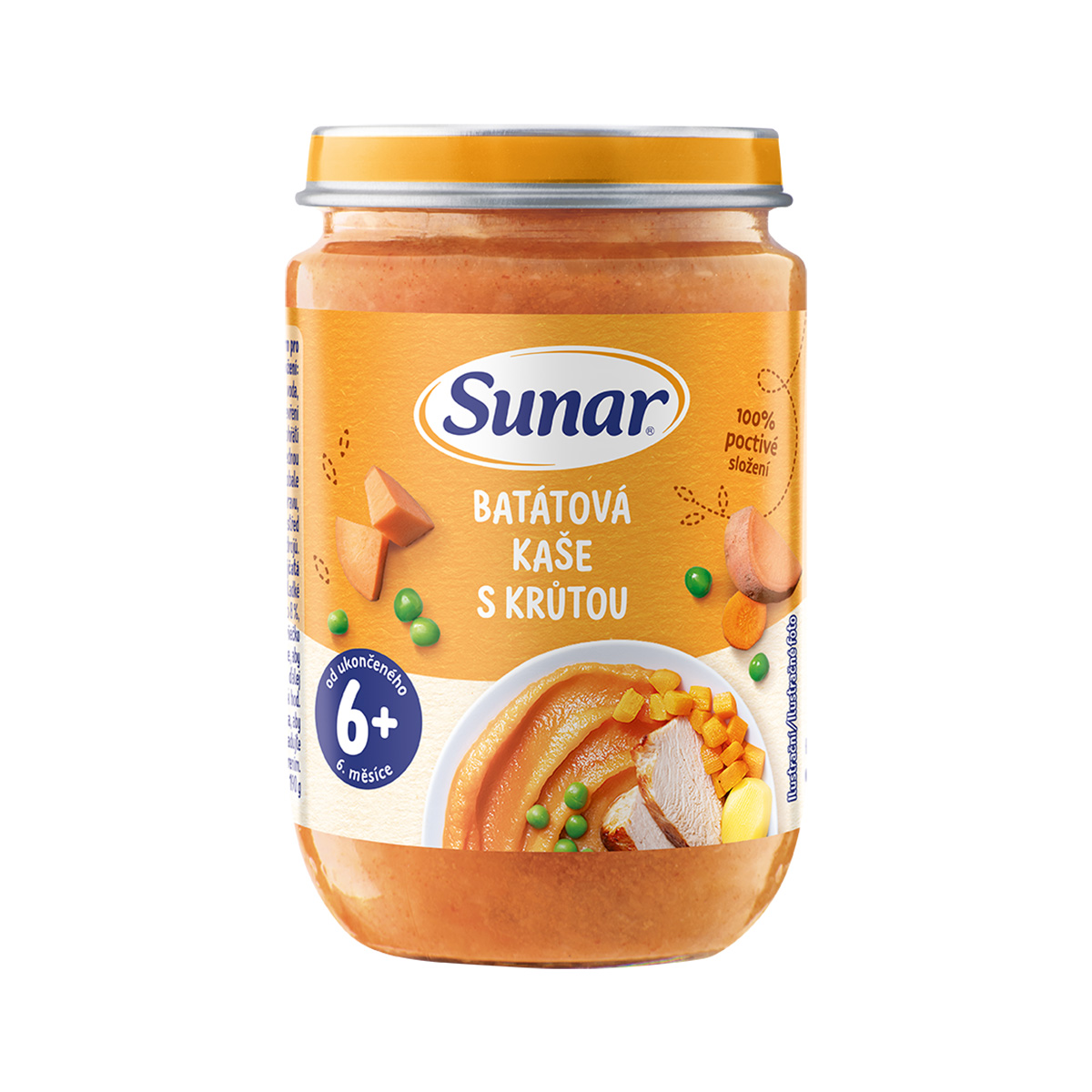 Sunar Příkrm Batátová kaše s krůtím masem 6m+ 190 g Sunar