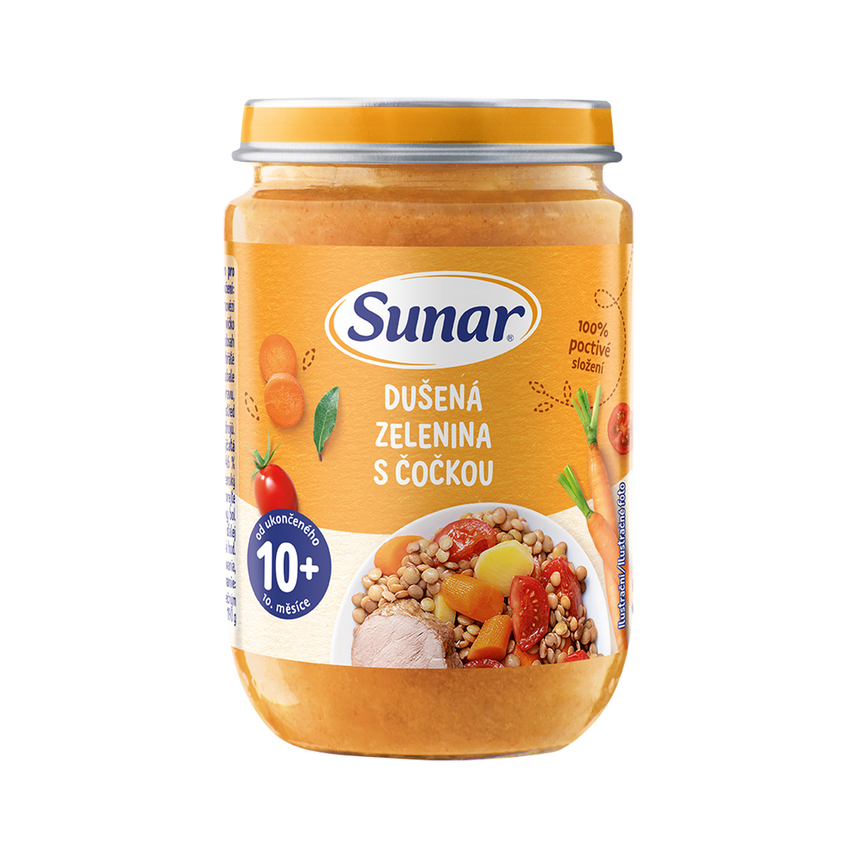 Sunar Příkrm Dušená zelenina s čočkou 10m+ 190 g Sunar