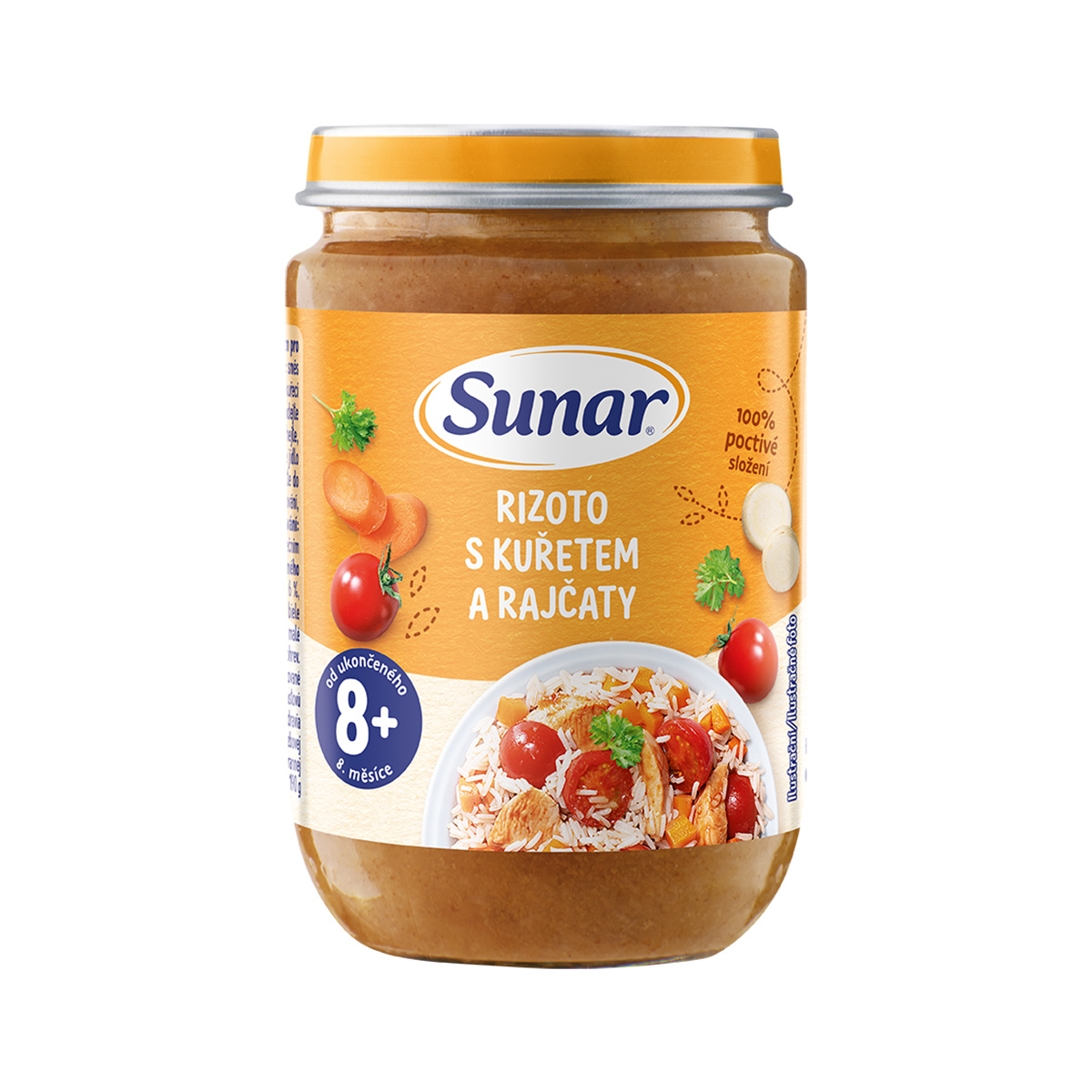 Sunar Příkrm Rizoto s kuřetem a rajčaty 8m+ 190 g Sunar
